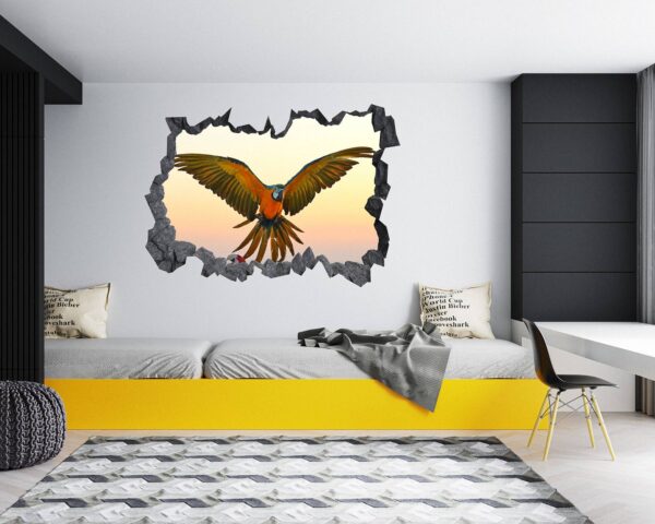 Parrot Wall Art - Self Adhesive Wall Sticker, Animal Wall Decal, Bedroom Wall Sticker, Removable Vinyl, Wall Decoration