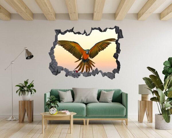 Parrot Wall Art - Self Adhesive Wall Sticker, Animal Wall Decal, Bedroom Wall Sticker, Removable Vinyl, Wall Decoration