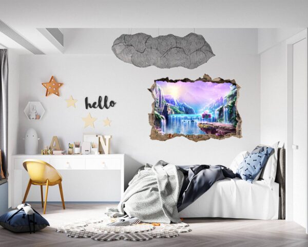 Fantasy Waterfall - Fantasy Wall Art, Removable Wall Sticker, Wall Vinyl Sticker, Peel and Stick Wall Decal, Wall Sticker Print, Wall Sticker for Bedroom