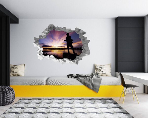 Fishing Vinyl Sticker - Peel and Stick Wall Decal, Vinyl Wall Sticker, Fishing Wall Art, Wall Decor Home, Living Room Wall Sticker, Removable Wall Sticker , Easy to Apply