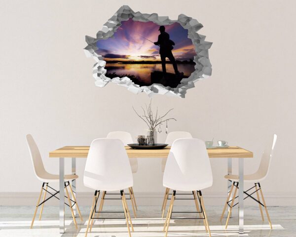 Fishing Vinyl Sticker - Peel and Stick Wall Decal, Vinyl Wall Sticker, Fishing Wall Art, Wall Decor Home, Living Room Wall Sticker, Removable Wall Sticker , Easy to Apply