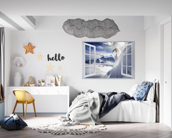 Skiing Wall Sticker - Sport Wall Decor, Bedroom Wall Decor, Vinyl Sticker, Living Room Wall Sticke, Trendy Wall Décor, Wall Art Sport