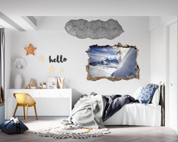 Skiing Wall Sticker - Sport Wall Decor, Bedroom Wall Decor, Vinyl Sticker, Living Room Wall Sticke, Trendy Wall Décor, Wall Art Sport