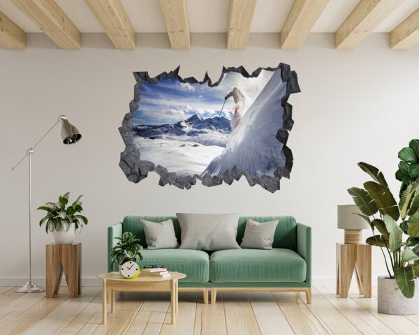 Skiing Wall Sticker - Sport Wall Decor, Bedroom Wall Decor, Vinyl Sticker, Living Room Wall Sticke, Trendy Wall Décor, Wall Art Sport