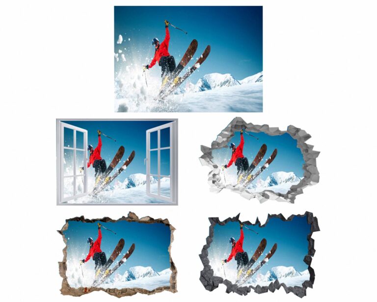 Skiing Wall Art - Sport Wall Decal, Bedroom Wall Sticker, Self Adhesive Wall Decal, Wall Art Sport, Printable Wall Art