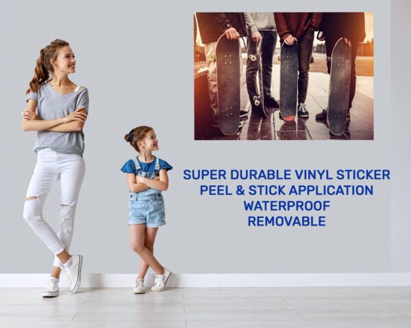 Skateboard Wall Sticker - Peel and Stick Wall Decal, Vinyl Wall Sticker, Skateboard Wall Art, Wall Decor Home, Bedroom Wall Sticker, Removable Wall Sticker, Easy to Apply