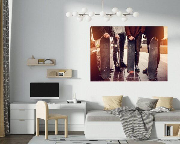 Skateboard Wall Sticker - Peel and Stick Wall Decal, Vinyl Wall Sticker, Skateboard Wall Art, Wall Decor Home, Bedroom Wall Sticker, Removable Wall Sticker, Easy to Apply