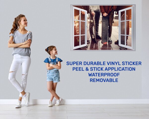 Skateboard Wall Sticker - Peel and Stick Wall Decal, Vinyl Wall Sticker, Skateboard Wall Art, Wall Decor Home, Bedroom Wall Sticker, Removable Wall Sticker, Easy to Apply