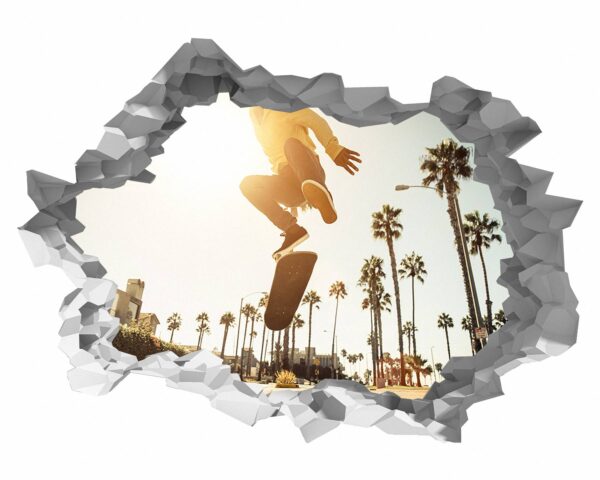 Skateboard Wall Decal - Self Adhesive Wall Sticker, Vinyl Wall Decal, Skateboard Wall Art, Wall Decor Home, Bedroom Wall Sticker, Removable Wall Sticker , Easy to Apply