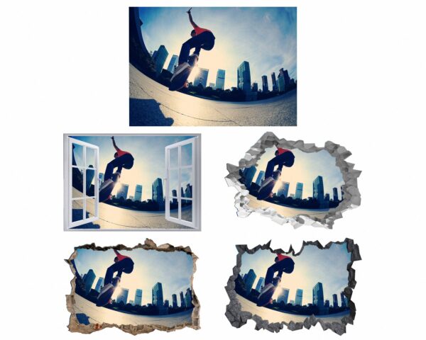 Skateboard Wall Mural - Peel and Stick Wall Decal, Vinyl Wall Sticker, Skateboard Wall Art, Wall Decor Home, Bedroom Wall Sticker, Removable Wall Sticker , Easy to Apply