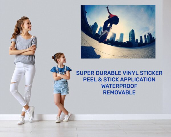 Skateboard Wall Mural - Peel and Stick Wall Decal, Vinyl Wall Sticker, Skateboard Wall Art, Wall Decor Home, Bedroom Wall Sticker, Removable Wall Sticker , Easy to Apply