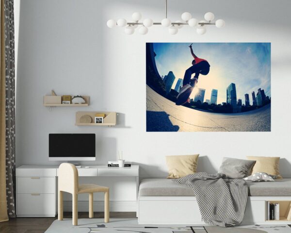 Skateboard Wall Mural - Peel and Stick Wall Decal, Vinyl Wall Sticker, Skateboard Wall Art, Wall Decor Home, Bedroom Wall Sticker, Removable Wall Sticker , Easy to Apply