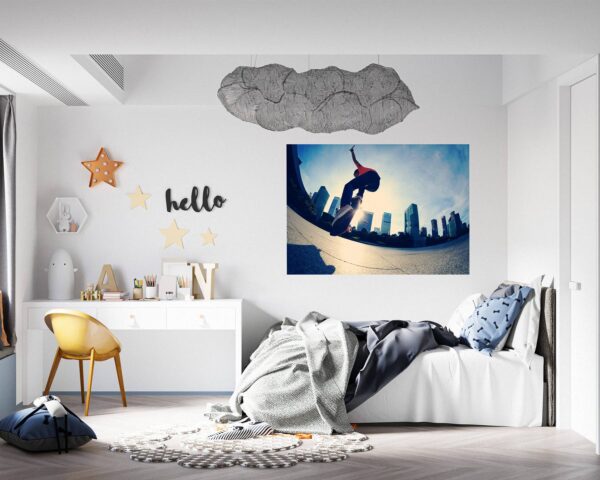 Skateboard Wall Mural - Peel and Stick Wall Decal, Vinyl Wall Sticker, Skateboard Wall Art, Wall Decor Home, Bedroom Wall Sticker, Removable Wall Sticker , Easy to Apply