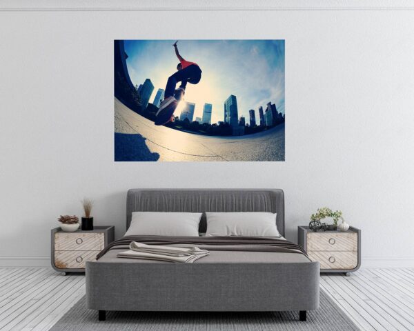 Skateboard Wall Mural - Peel and Stick Wall Decal, Vinyl Wall Sticker, Skateboard Wall Art, Wall Decor Home, Bedroom Wall Sticker, Removable Wall Sticker , Easy to Apply