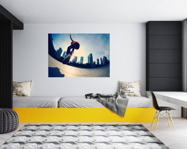 Skateboard Wall Mural - Peel and Stick Wall Decal, Vinyl Wall Sticker, Skateboard Wall Art, Wall Decor Home, Bedroom Wall Sticker, Removable Wall Sticker , Easy to Apply