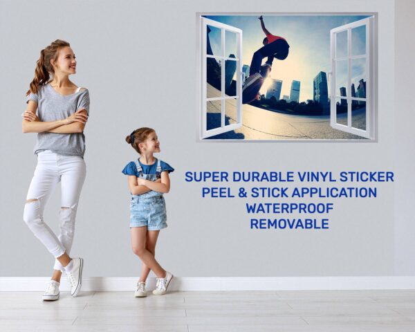 Skateboard Wall Mural - Peel and Stick Wall Decal, Vinyl Wall Sticker, Skateboard Wall Art, Wall Decor Home, Bedroom Wall Sticker, Removable Wall Sticker , Easy to Apply