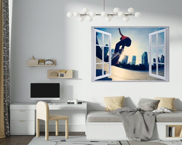 Skateboard Wall Mural - Peel and Stick Wall Decal, Vinyl Wall Sticker, Skateboard Wall Art, Wall Decor Home, Bedroom Wall Sticker, Removable Wall Sticker , Easy to Apply