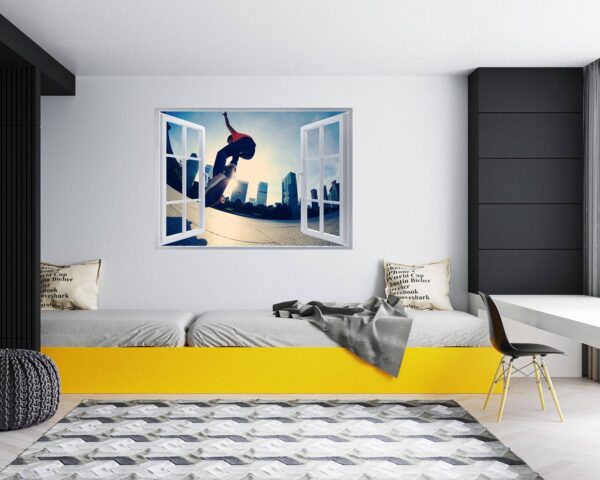 Skateboard Wall Mural - Peel and Stick Wall Decal, Vinyl Wall Sticker, Skateboard Wall Art, Wall Decor Home, Bedroom Wall Sticker, Removable Wall Sticker , Easy to Apply