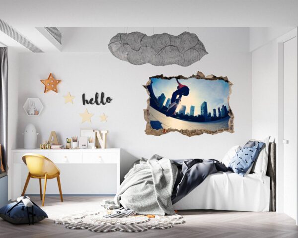 Skateboard Wall Mural - Peel and Stick Wall Decal, Vinyl Wall Sticker, Skateboard Wall Art, Wall Decor Home, Bedroom Wall Sticker, Removable Wall Sticker , Easy to Apply