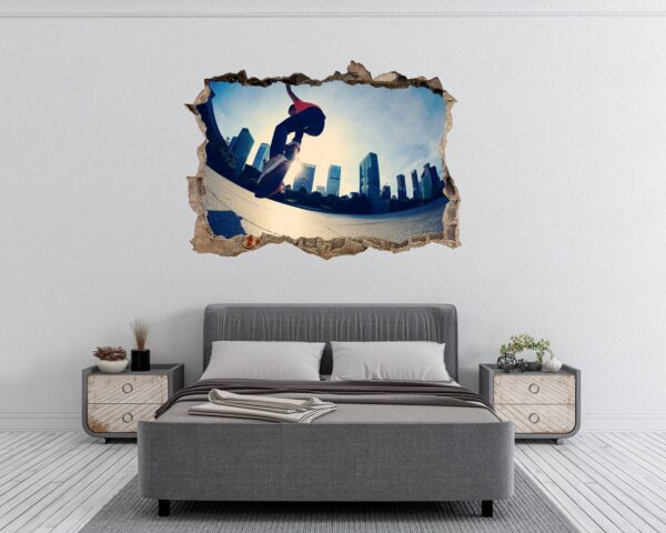 Skateboard Wall Mural - Peel and Stick Wall Decal, Vinyl Wall Sticker, Skateboard Wall Art, Wall Decor Home, Bedroom Wall Sticker, Removable Wall Sticker , Easy to Apply