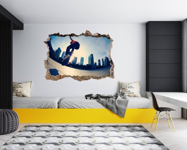 Skateboard Wall Mural - Peel and Stick Wall Decal, Vinyl Wall Sticker, Skateboard Wall Art, Wall Decor Home, Bedroom Wall Sticker, Removable Wall Sticker , Easy to Apply