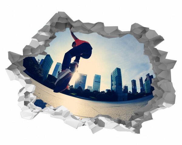 Skateboard Wall Mural - Peel and Stick Wall Decal, Vinyl Wall Sticker, Skateboard Wall Art, Wall Decor Home, Bedroom Wall Sticker, Removable Wall Sticker , Easy to Apply