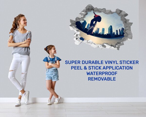 Skateboard Wall Mural - Peel and Stick Wall Decal, Vinyl Wall Sticker, Skateboard Wall Art, Wall Decor Home, Bedroom Wall Sticker, Removable Wall Sticker , Easy to Apply