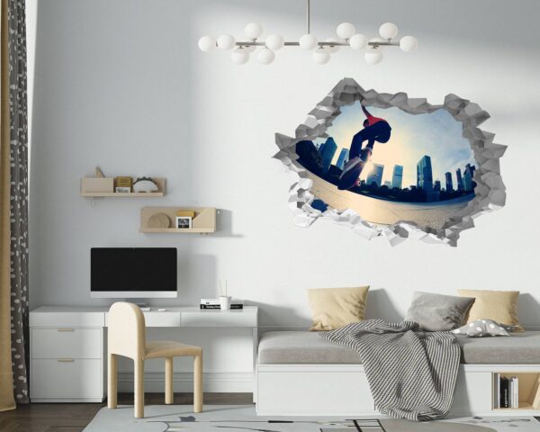 Skateboard Wall Mural - Peel and Stick Wall Decal, Vinyl Wall Sticker, Skateboard Wall Art, Wall Decor Home, Bedroom Wall Sticker, Removable Wall Sticker , Easy to Apply