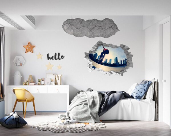 Skateboard Wall Mural - Peel and Stick Wall Decal, Vinyl Wall Sticker, Skateboard Wall Art, Wall Decor Home, Bedroom Wall Sticker, Removable Wall Sticker , Easy to Apply