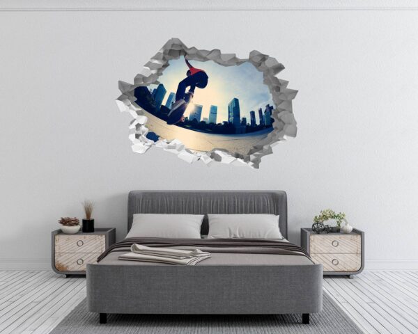 Skateboard Wall Mural - Peel and Stick Wall Decal, Vinyl Wall Sticker, Skateboard Wall Art, Wall Decor Home, Bedroom Wall Sticker, Removable Wall Sticker , Easy to Apply