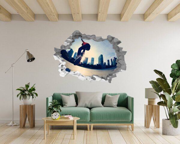 Skateboard Wall Mural - Peel and Stick Wall Decal, Vinyl Wall Sticker, Skateboard Wall Art, Wall Decor Home, Bedroom Wall Sticker, Removable Wall Sticker , Easy to Apply