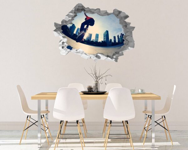 Skateboard Wall Mural - Peel and Stick Wall Decal, Vinyl Wall Sticker, Skateboard Wall Art, Wall Decor Home, Bedroom Wall Sticker, Removable Wall Sticker , Easy to Apply