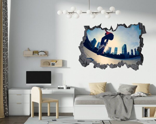 Skateboard Wall Mural - Peel and Stick Wall Decal, Vinyl Wall Sticker, Skateboard Wall Art, Wall Decor Home, Bedroom Wall Sticker, Removable Wall Sticker , Easy to Apply