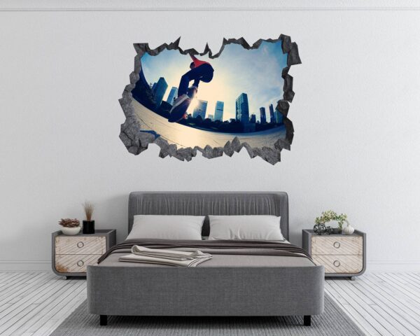 Skateboard Wall Mural - Peel and Stick Wall Decal, Vinyl Wall Sticker, Skateboard Wall Art, Wall Decor Home, Bedroom Wall Sticker, Removable Wall Sticker , Easy to Apply