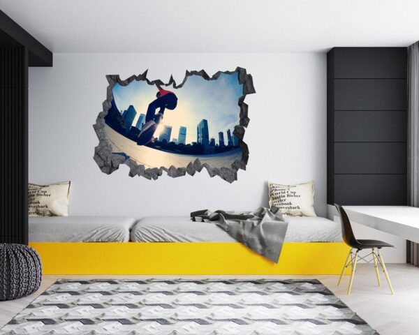 Skateboard Wall Mural - Peel and Stick Wall Decal, Vinyl Wall Sticker, Skateboard Wall Art, Wall Decor Home, Bedroom Wall Sticker, Removable Wall Sticker , Easy to Apply