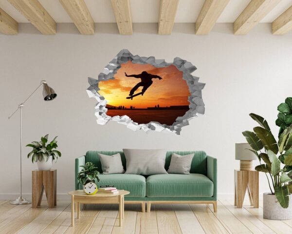 Skateboard Wall Art - Peel and Stick Wall Decal, Vinyl Wall Sticker, Skateboard Decal, Wall Decor Home, Bedroom Wall Sticker, Removable Wall Sticker, Easy to Apply