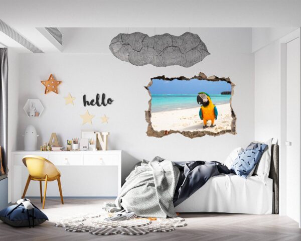 Parrot Wall Sticker - Self Adhesive Wall Decal, Animal Wall Decal, Bedroom Wall Sticker, Removable Vinyl, Wall Decoration