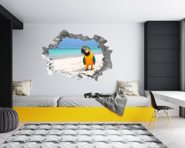 Parrot Wall Sticker - Self Adhesive Wall Decal, Animal Wall Decal, Bedroom Wall Sticker, Removable Vinyl, Wall Decoration