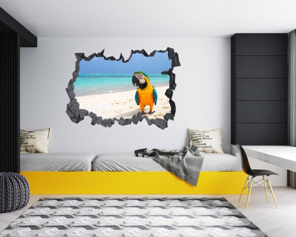 Parrot Wall Sticker - Self Adhesive Wall Decal, Animal Wall Decal, Bedroom Wall Sticker, Removable Vinyl, Wall Decoration