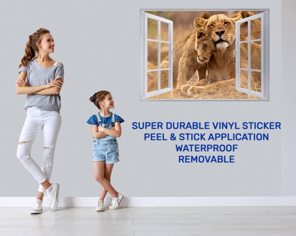 Lion Wall Sticker - Self Adhesive Wall Decal, Animal Wall Decal, Bedroom Wall Sticker, Removable Vinyl, Wall Decoration