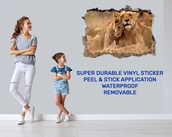 Lion Wall Sticker - Self Adhesive Wall Decal, Animal Wall Decal, Bedroom Wall Sticker, Removable Vinyl, Wall Decoration