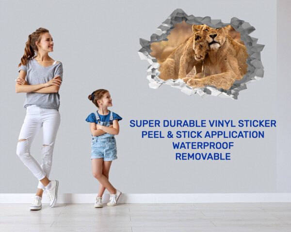 Lion Wall Sticker - Self Adhesive Wall Decal, Animal Wall Decal, Bedroom Wall Sticker, Removable Vinyl, Wall Decoration