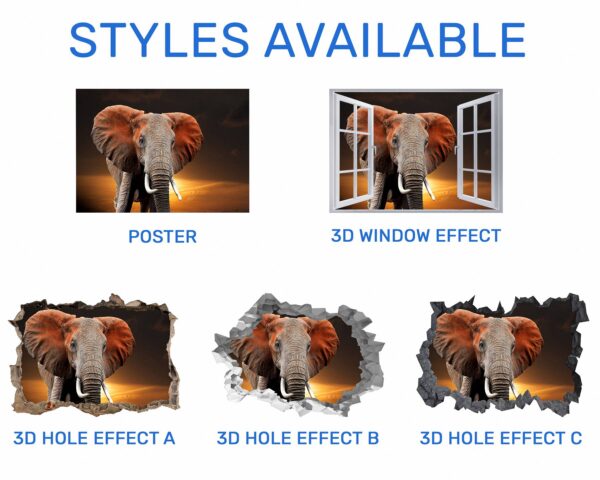 Elephant Wall Decal - Self Adhesive Wall Decal, Animal Wall Decal, Bedroom Wall Sticker, Removable Vinyl, Wall Decoration