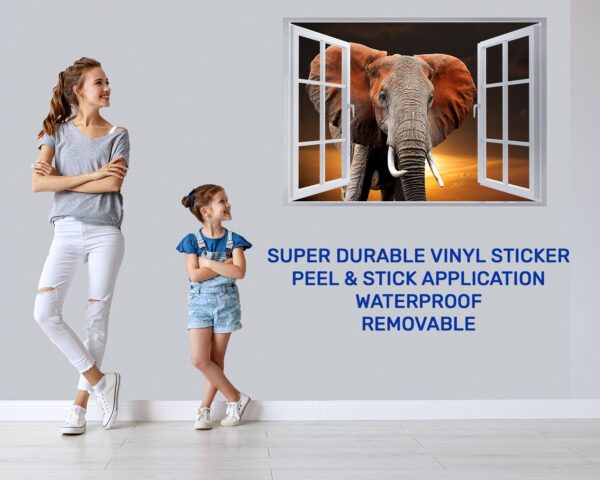 Elephant Wall Decal - Self Adhesive Wall Decal, Animal Wall Decal, Bedroom Wall Sticker, Removable Vinyl, Wall Decoration