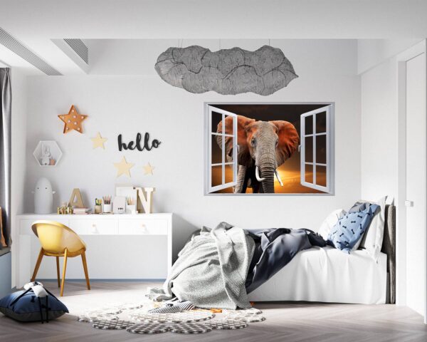 Elephant Wall Decal - Self Adhesive Wall Decal, Animal Wall Decal, Bedroom Wall Sticker, Removable Vinyl, Wall Decoration