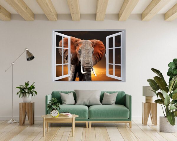 Elephant Wall Decal - Self Adhesive Wall Decal, Animal Wall Decal, Bedroom Wall Sticker, Removable Vinyl, Wall Decoration