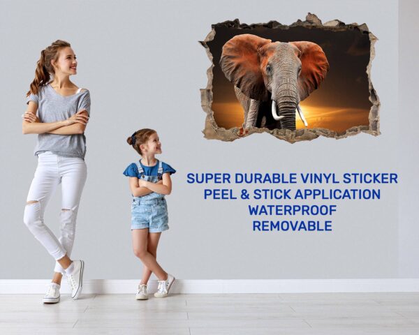 Elephant Wall Decal - Self Adhesive Wall Decal, Animal Wall Decal, Bedroom Wall Sticker, Removable Vinyl, Wall Decoration