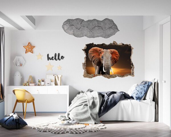 Elephant Wall Decal - Self Adhesive Wall Decal, Animal Wall Decal, Bedroom Wall Sticker, Removable Vinyl, Wall Decoration