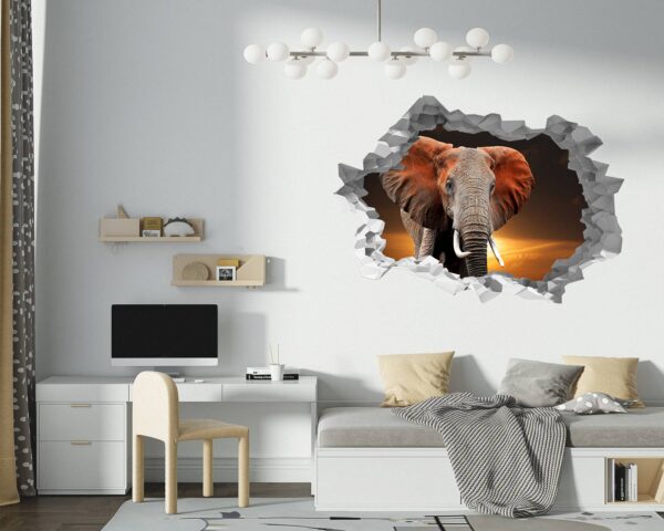 Elephant Wall Decal - Self Adhesive Wall Decal, Animal Wall Decal, Bedroom Wall Sticker, Removable Vinyl, Wall Decoration