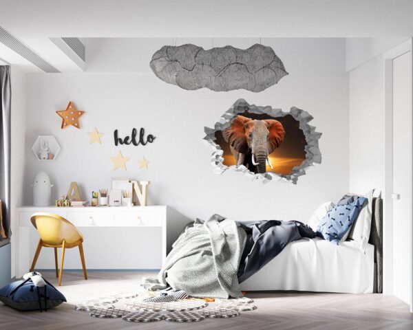 Elephant Wall Decal - Self Adhesive Wall Decal, Animal Wall Decal, Bedroom Wall Sticker, Removable Vinyl, Wall Decoration